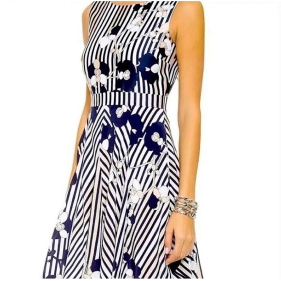 New Diane von Furstenberg Silk Striped Floral Dress - Picture 2 of 12